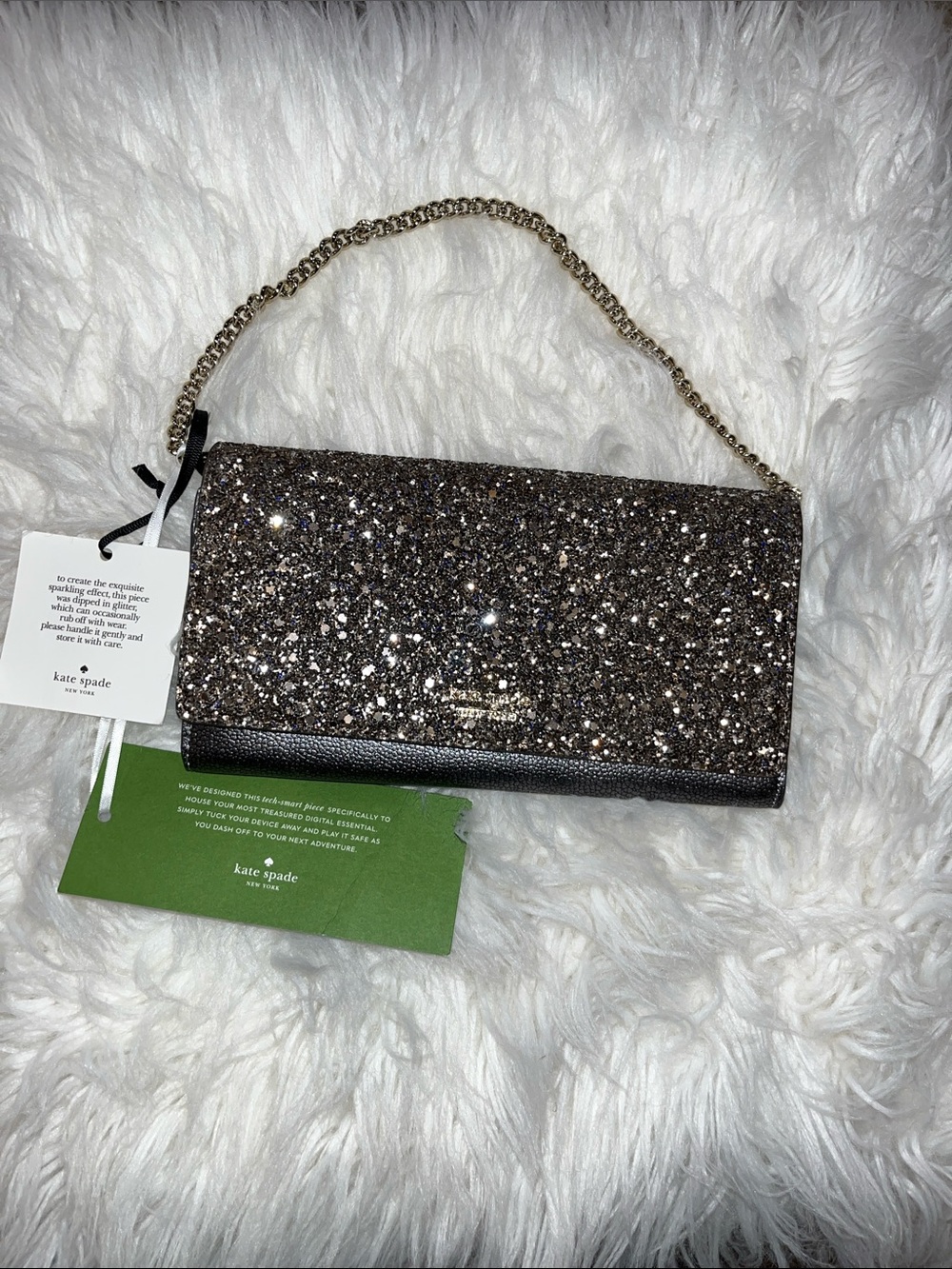 Kate Spade Laurel Way Glitter Gunmetal Clutch